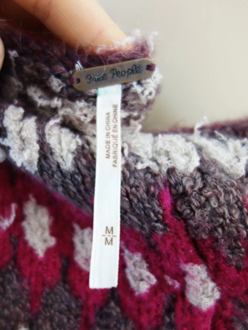 Free People Baltic Fair Isle Maroon Wool Alpaca blend Sweater (M) EUC